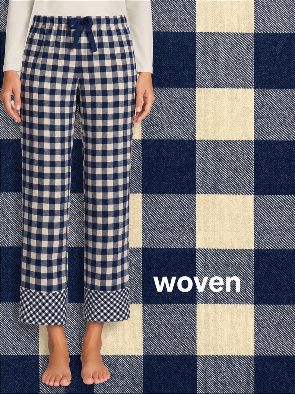 LandsEnd x Draper James Women Plus 100% Cotton Poplin Gingham Pajama Crop Pants